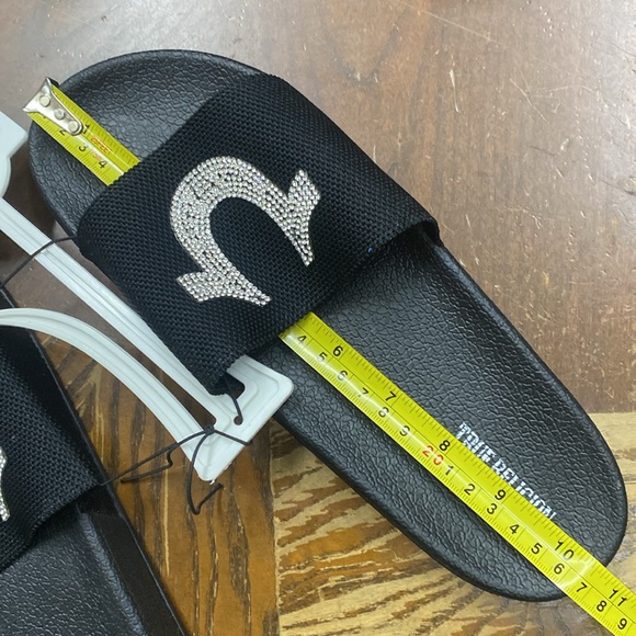 NWT TRUE RELIGION RHINESTONE SANDALS  Slipper Slide black crystal Swarovski - Picture 9 of 13